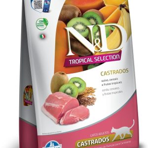 N&D Tropical para Gatos Adultos de Todas as Raças Sabor Suíno, Cereais e Frutas Tropicais 7Kg